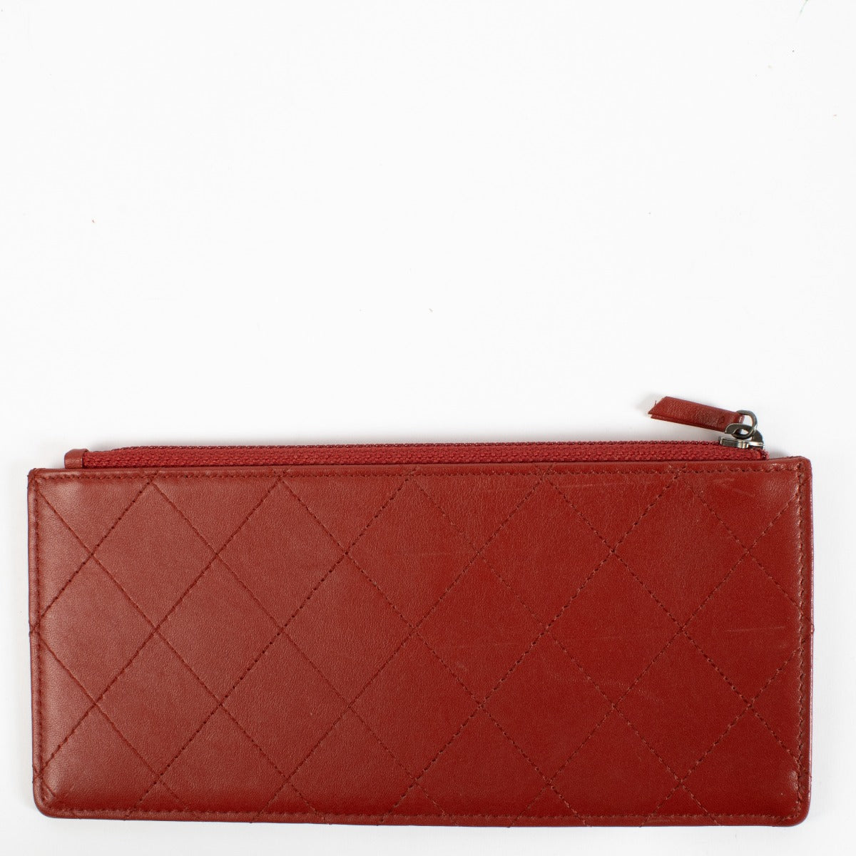 Chanel Red Quilted Leather Wallet/Passport Holder Set