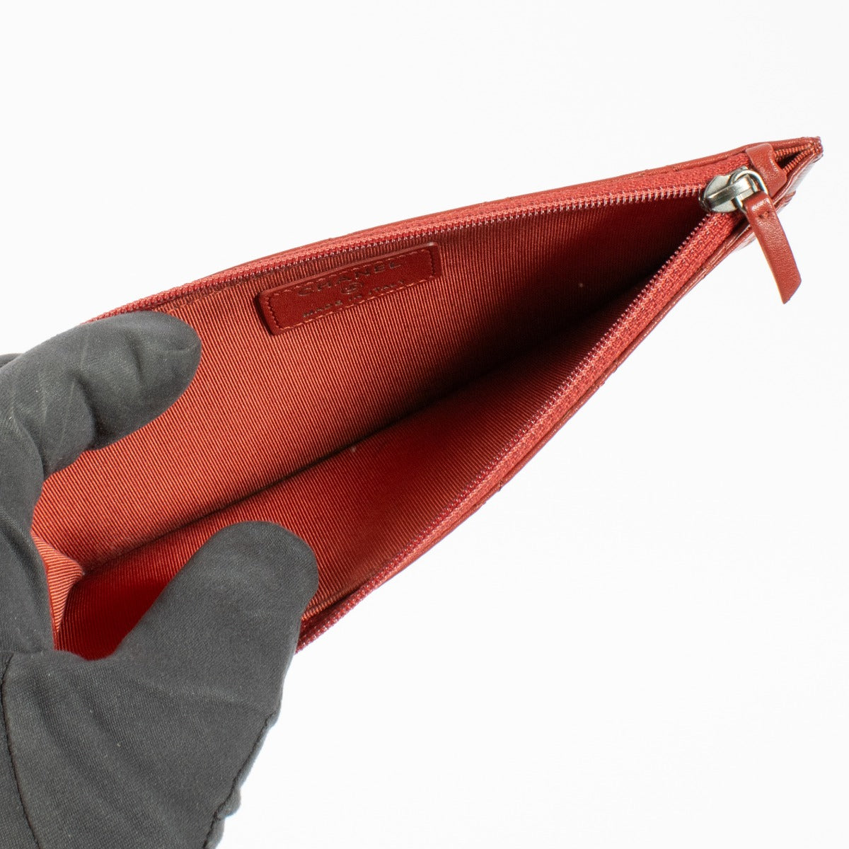Chanel Red Quilted Leather Wallet/Passport Holder Set