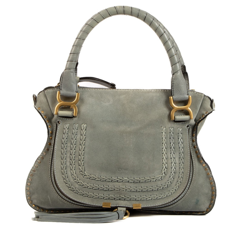 shop 100% authentic second hand Chloé Blue Nubuck Marcia Top handle on Labellov.com