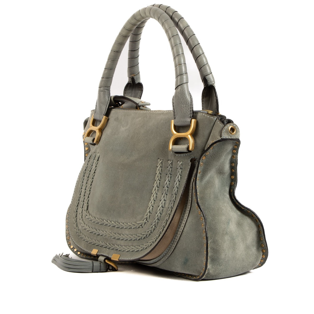 shop 100% authentic second hand Chloé Blue Nubuck Marcia Top handle on Labellov.com