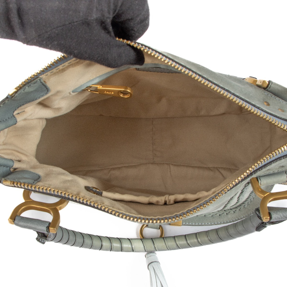 shop 100% authentic second hand Chloé Blue Nubuck Marcia Top handle on Labellov.com