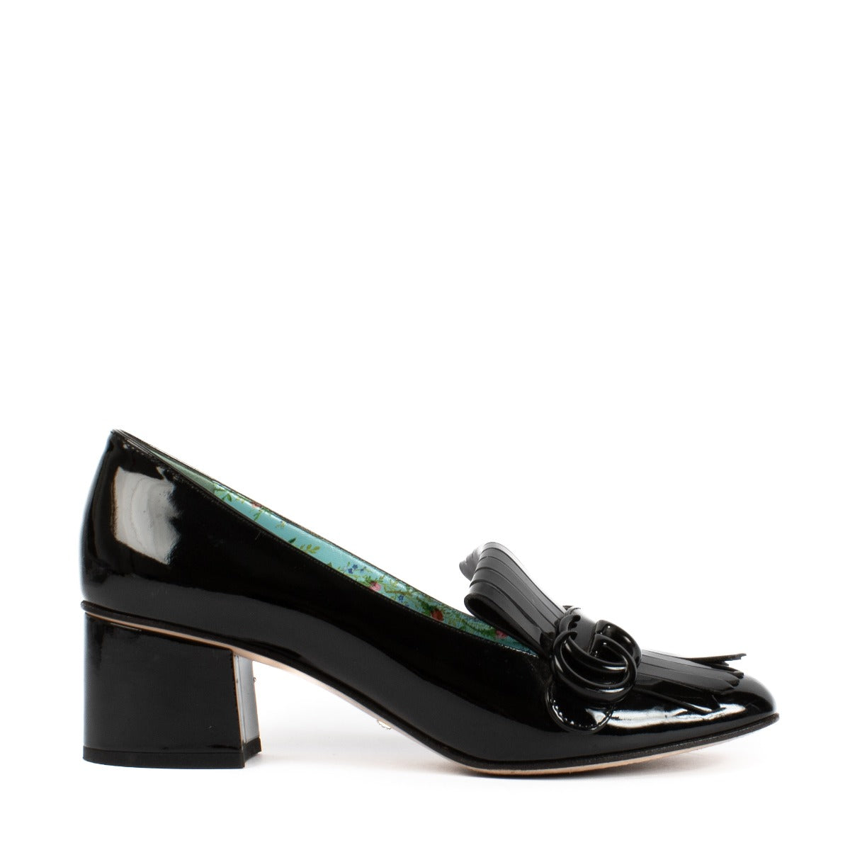 Gucci Black Patent Leather GG Marmont Pumps
