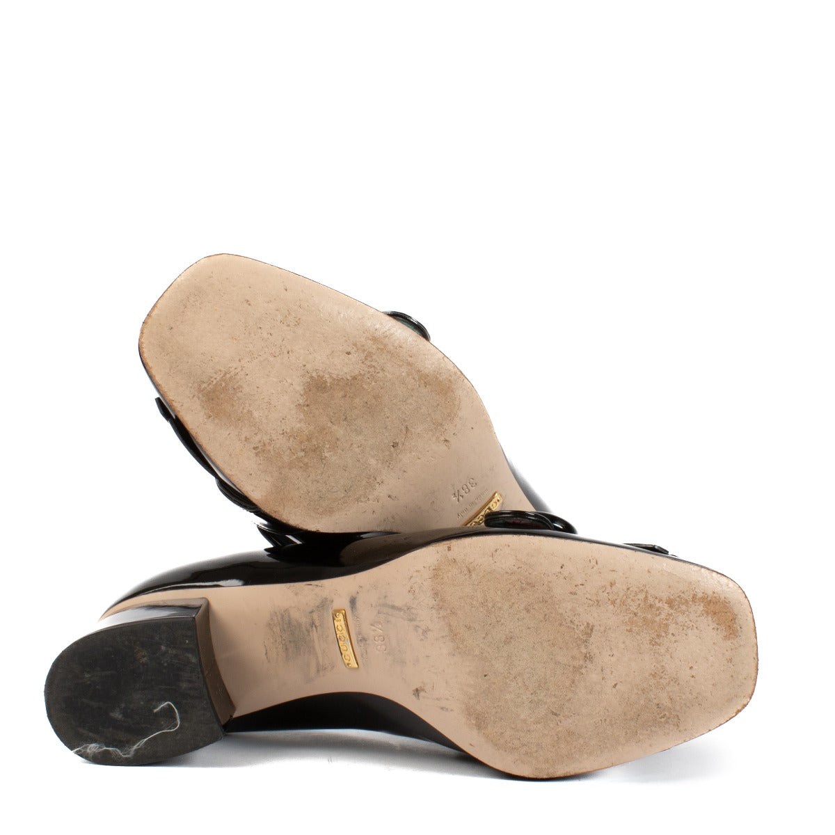 Escarpins Gucci GG Marmont en cuir verni noir - Taille 38,5