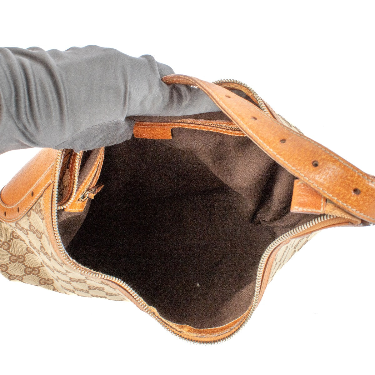shop 100% authentic second hand Gucci Brown Monogram Canvas Hobo Bag on Labellov.com