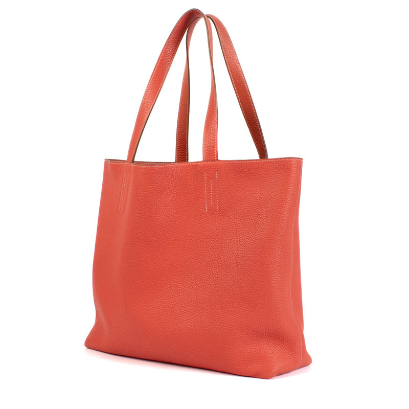 Shop second hand luxury designer vintage Hermès Double Sens 45 Sanguine/Rose Jaipur Taurillon Clemence Reversible Tote Bag