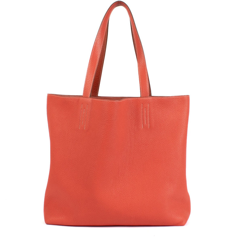 Hermès Double Sens 45 Sanguine/Rose Jaipur Taurillon Clemence Reversible Tote Bag