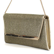 Shop safe online at Labellov in Antwerp, Brussels and Knokke this 100% authentic second hand Jimmy Choo Gold Sparkle Margot Clutch Bag