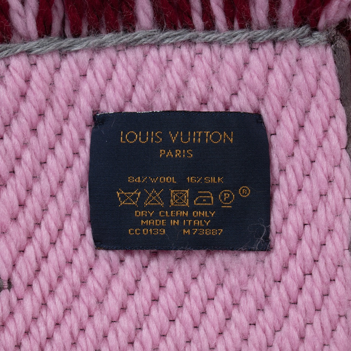 shop 100% authentic second hand Louis Vuitton Logomania Burgundy and Pink Scarf on Labellov.com