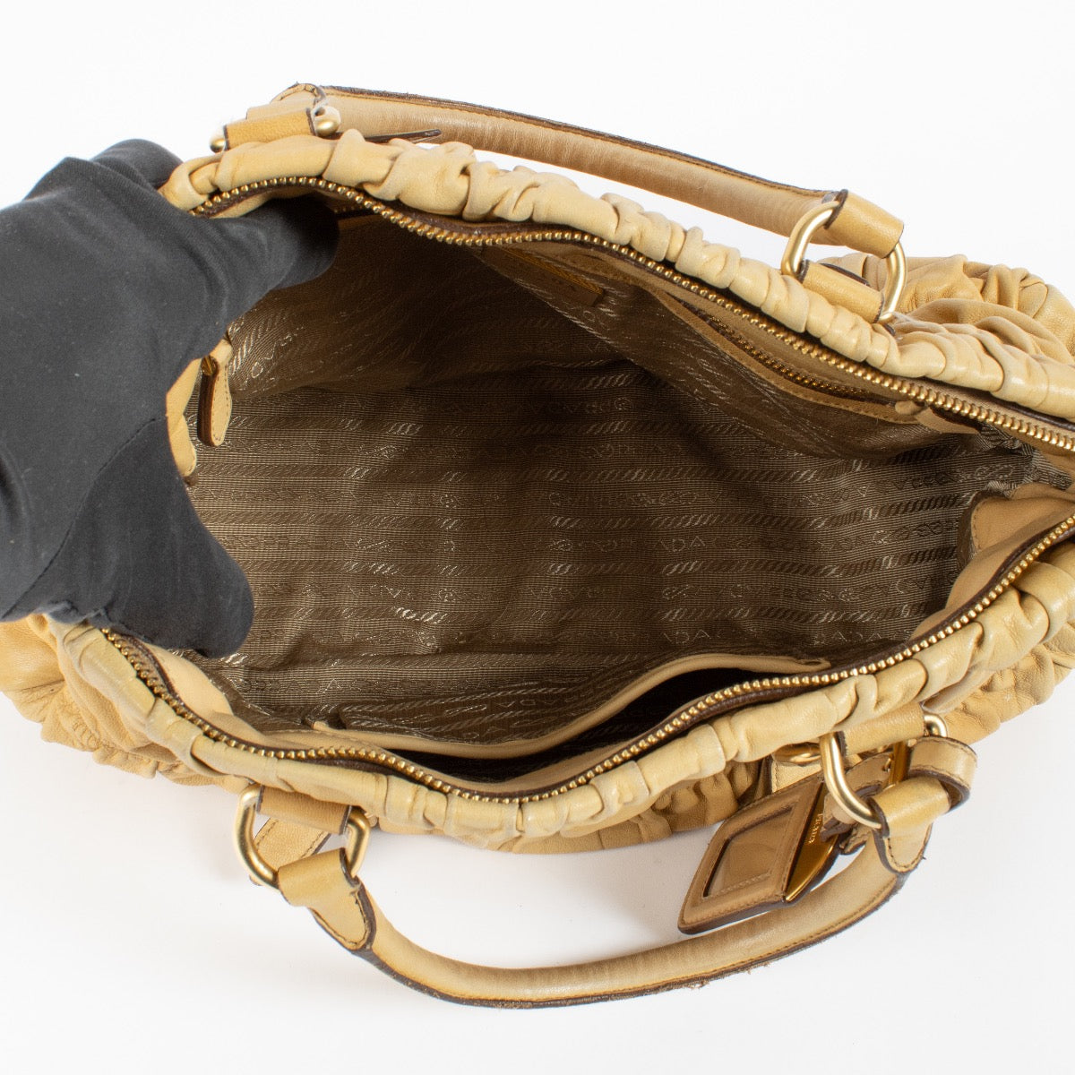 shop 100% authentic second hand Prada Beige Nappa Gaufre Leather Satchel Bag on Labellov.com