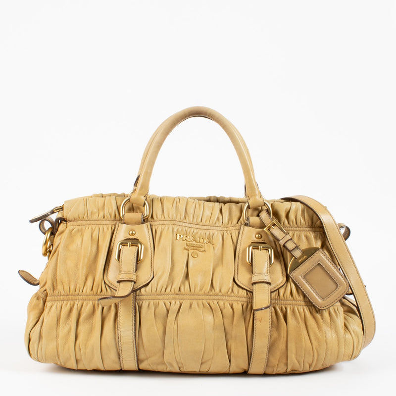 shop 100% authentic second hand Prada Beige Nappa Gaufre Leather Satchel Bag on Labellov.com
