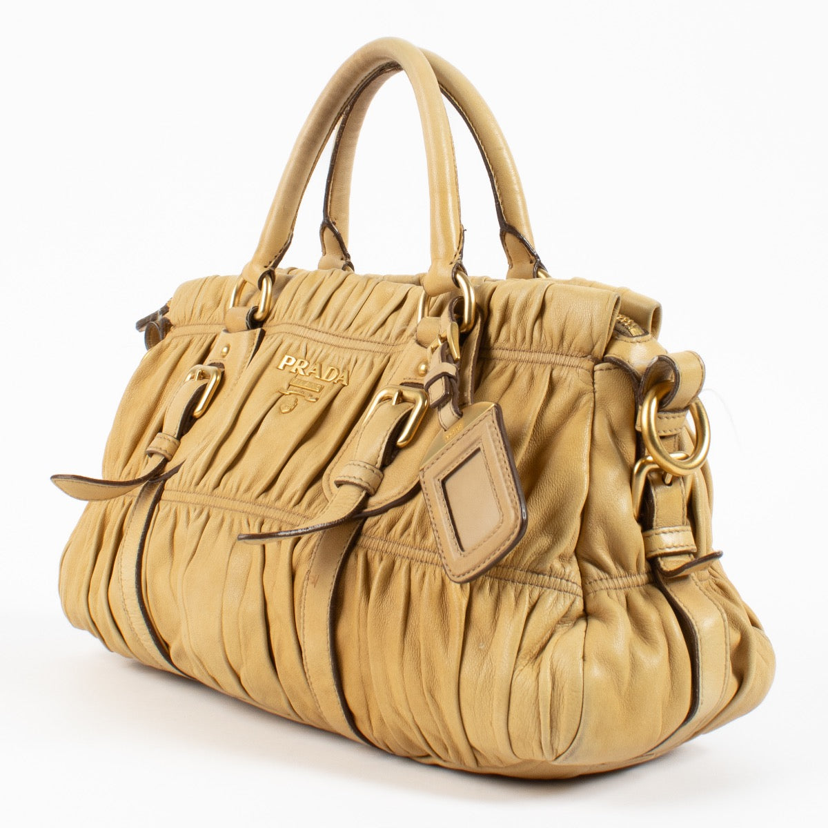 shop 100% authentic second hand Prada Beige Nappa Gaufre Leather Satchel Bag on Labellov.com