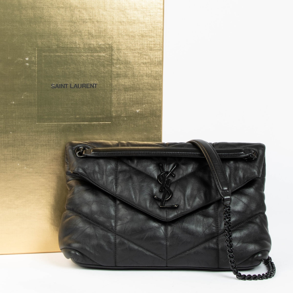 Authentic pre-loved Saint Laurent Black Leather Small Loulou Puffer Bag on Labellov.com