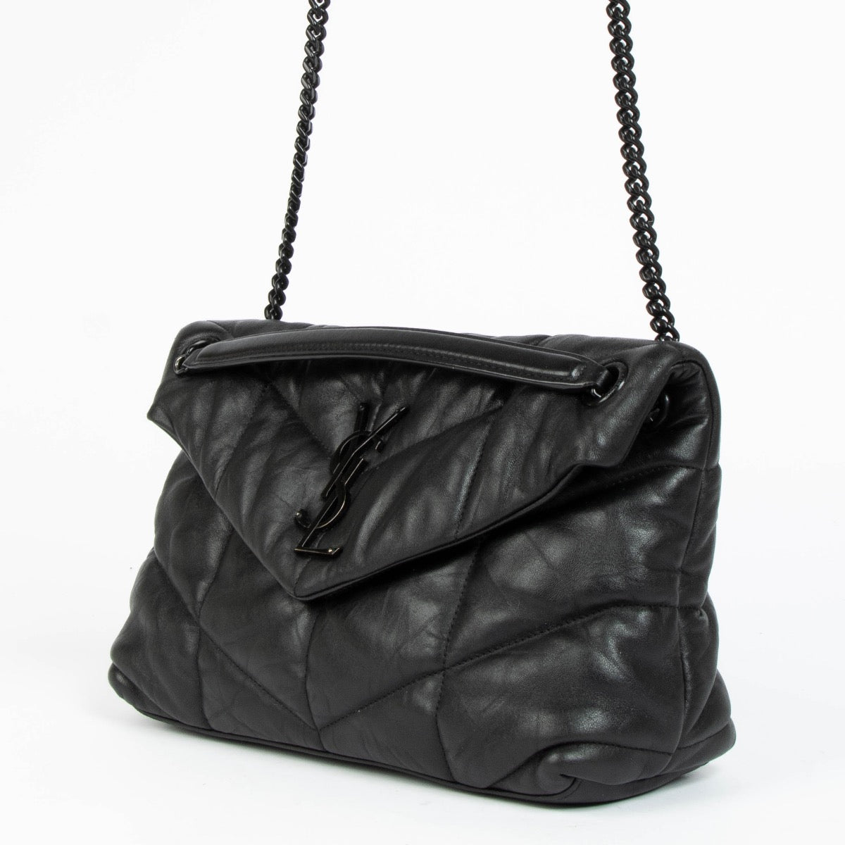 Authentic pre-loved Saint Laurent Black Leather Small Loulou Puffer Bag on Labellov.com