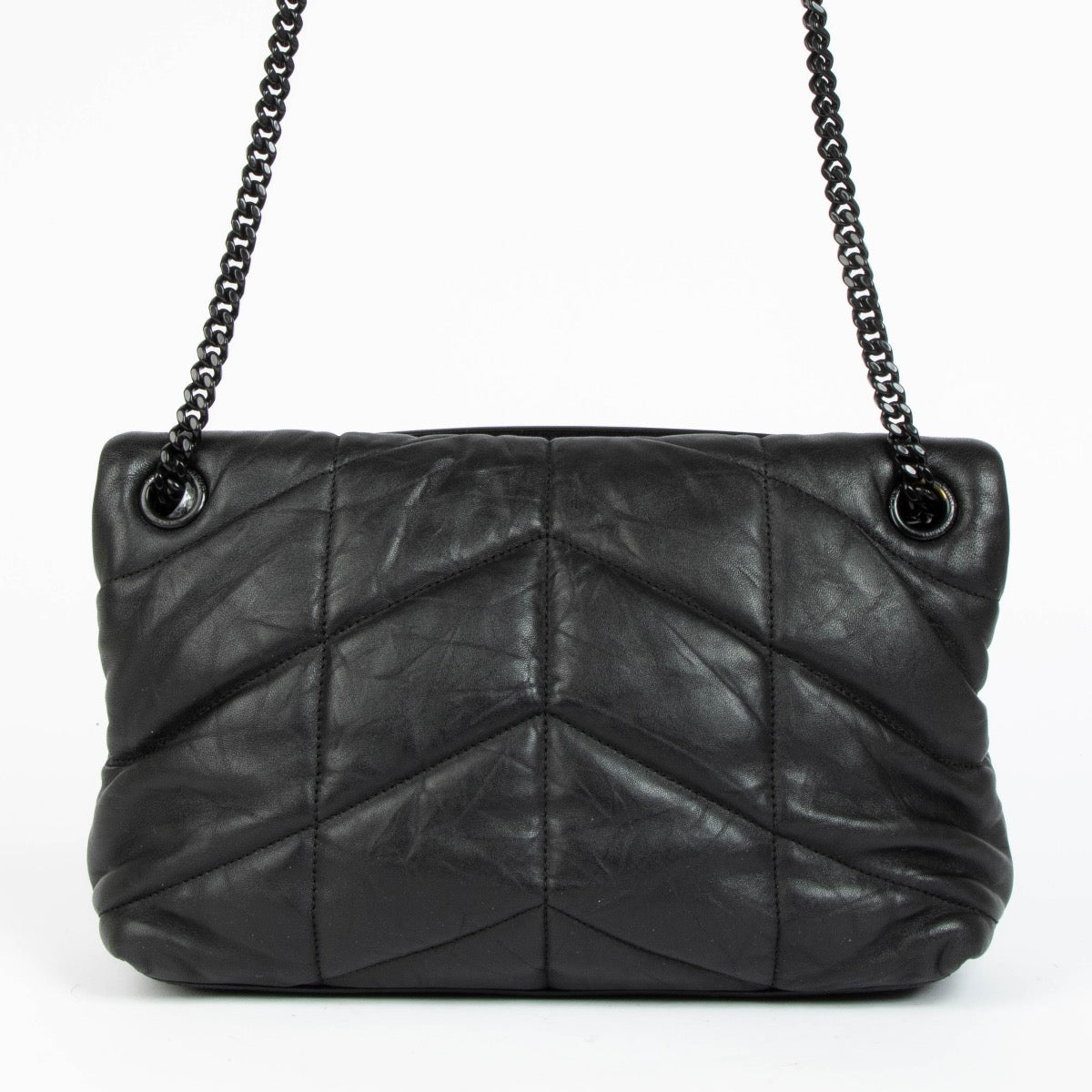 Authentic pre-loved Saint Laurent Black Leather Small Loulou Puffer Bag on Labellov.com