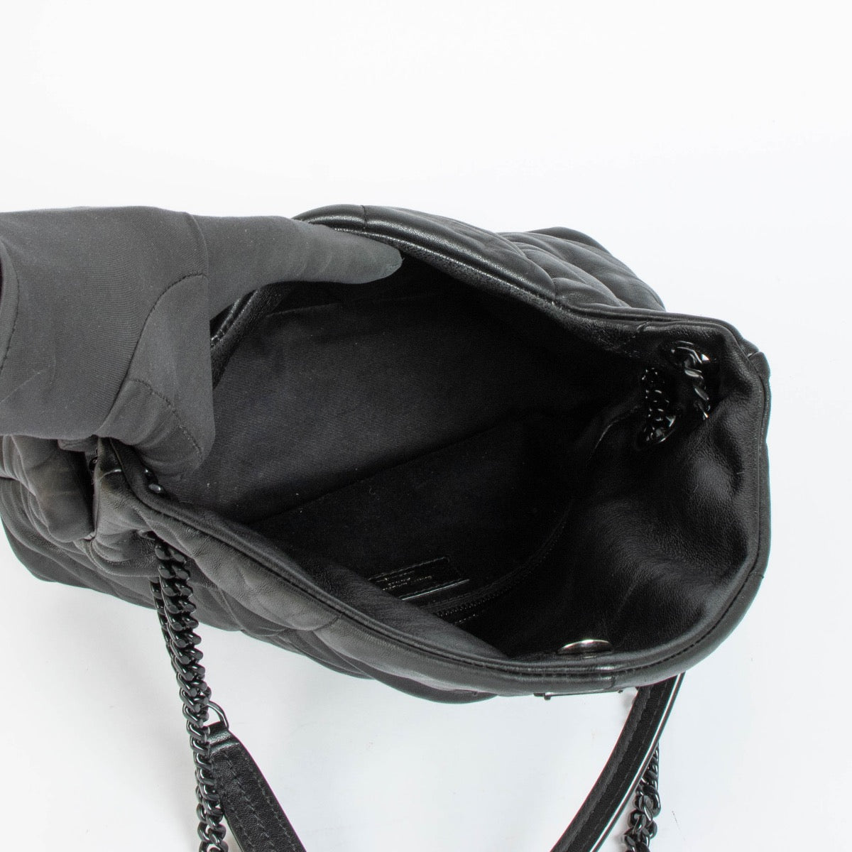 Authentic pre-loved Saint Laurent Black Leather Small Loulou Puffer Bag on Labellov.com