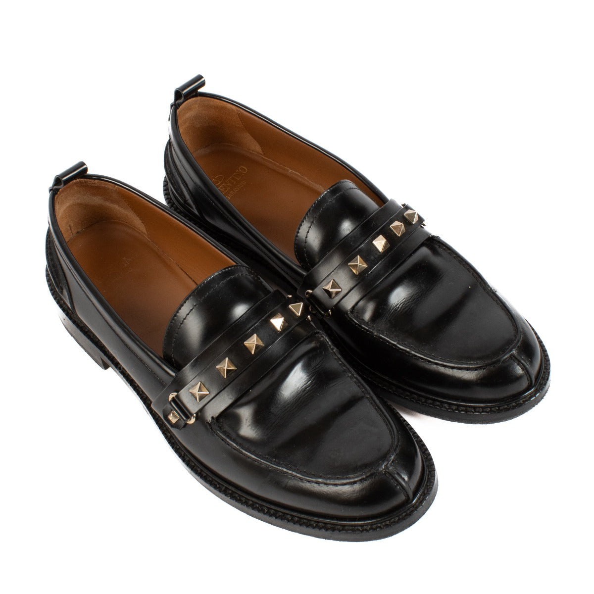 Valentino Garavani Black Rockstud Loafers