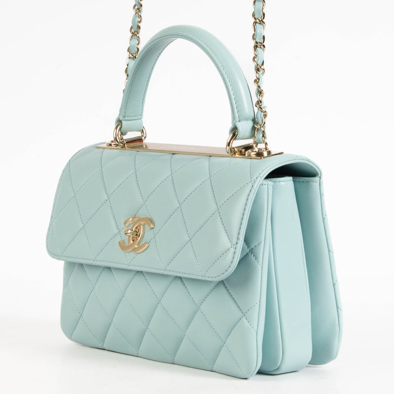 Authentic pre-loved Chanel Baby Blue Lambskin Trendy CC Small Bag on Labellov.com