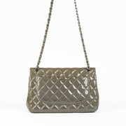 Authentic pre-loved Chanel Khaki Patent Classic Large Flap Bag on Labellov.com