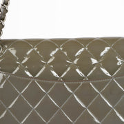 Authentic pre-loved Chanel Khaki Patent Classic Large Flap Bag on Labellov.com