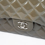Authentic pre-loved Chanel Khaki Patent Classic Large Flap Bag on Labellov.com