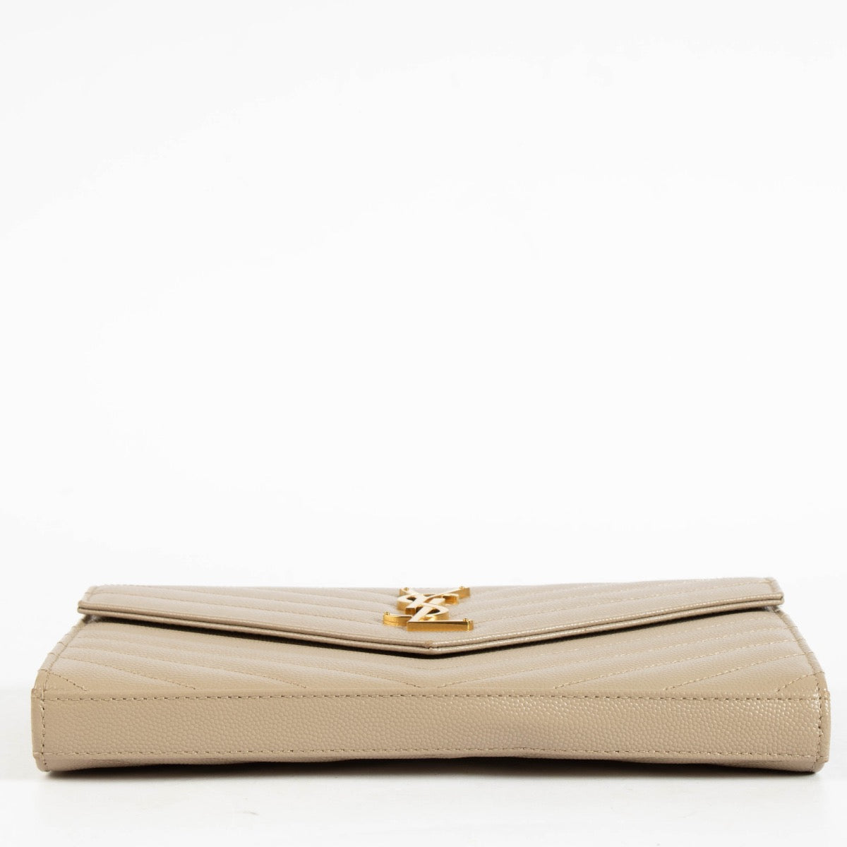 Authentic pre-loved Saint Laurent Beige Leather Classic Cassandre Matelassé Chain Wallet on Labellov.com