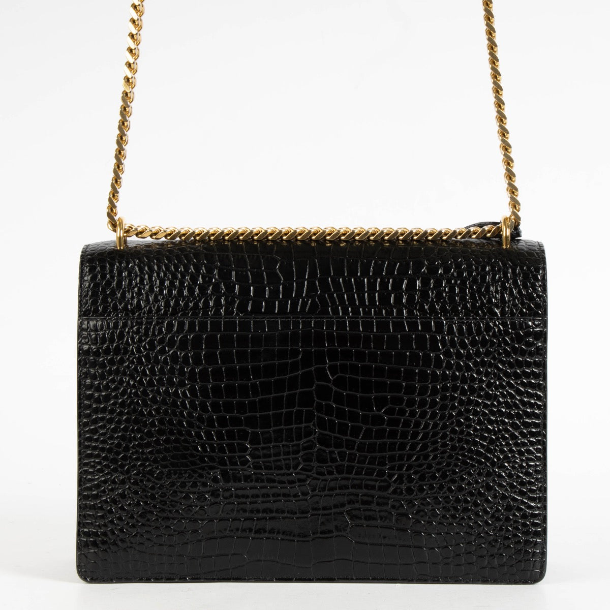 Authentic pre-loved Saint Laurent Black Crocodile Embossed Sunset Large Bag on Labellov.com