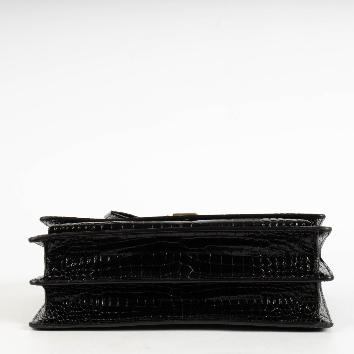 Authentic pre-loved Saint Laurent Black Crocodile Embossed Sunset Large Bag on Labellov.com