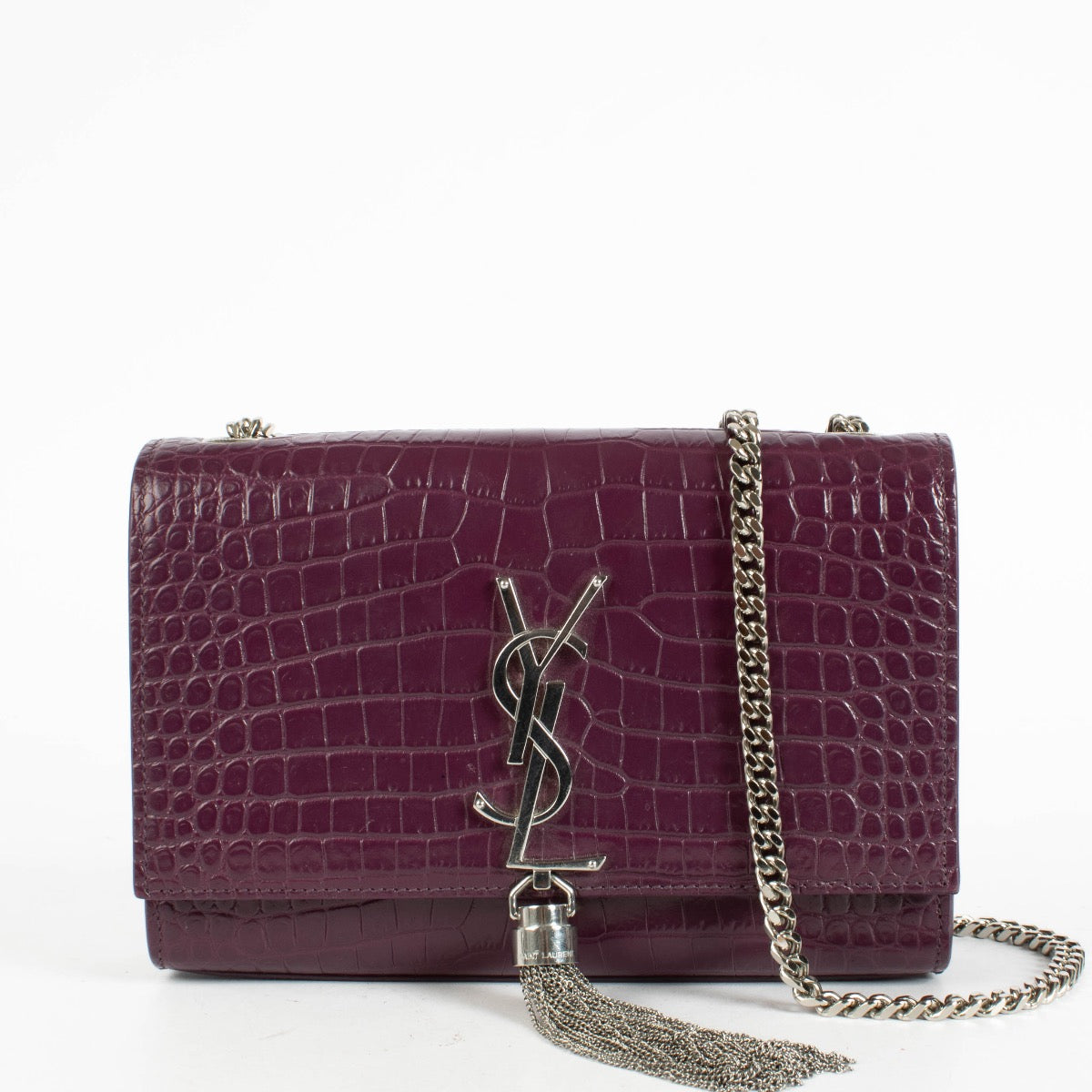 Authentic pre-loved Saint Laurent Purple Leather Kate Small Bag on Labellov.com
