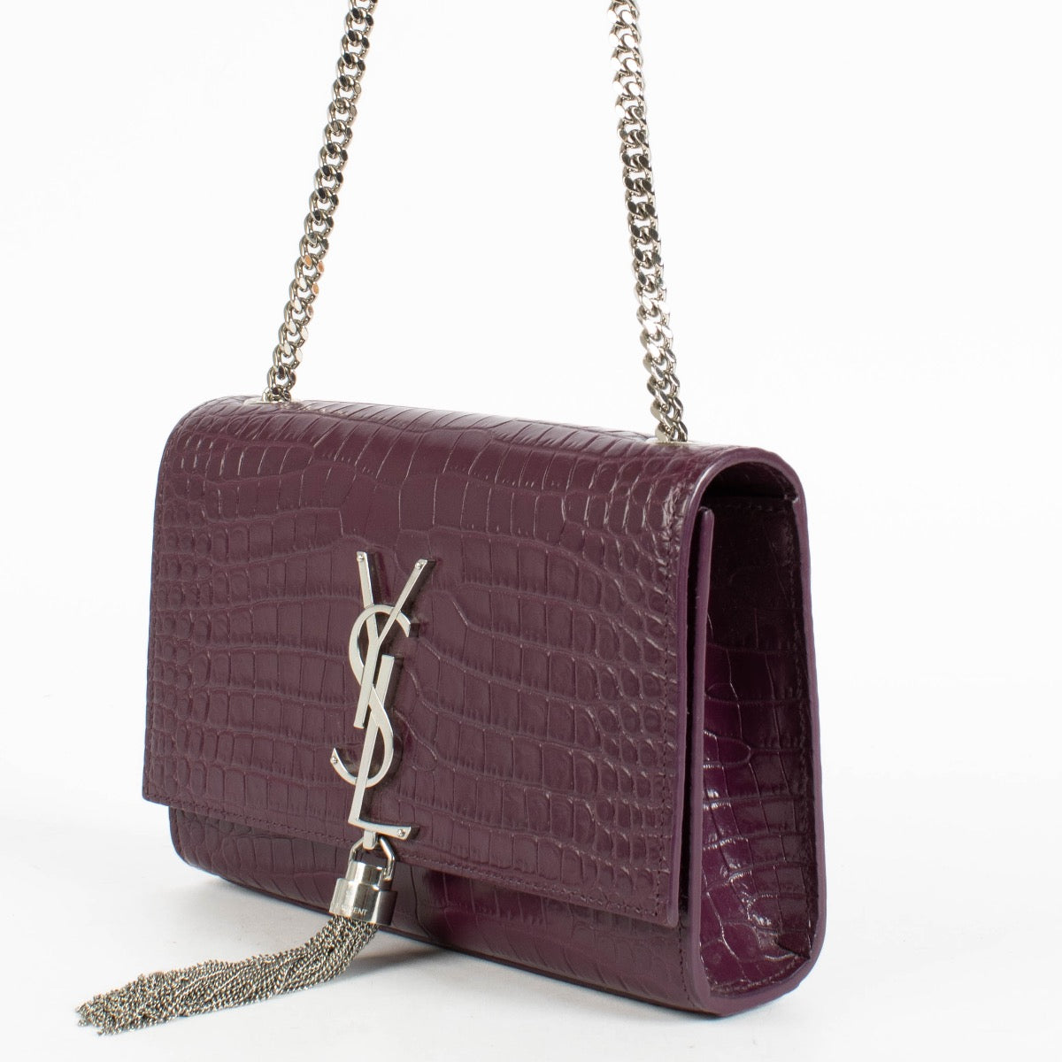 Authentic pre-loved Saint Laurent Purple Leather Kate Small Bag on Labellov.com