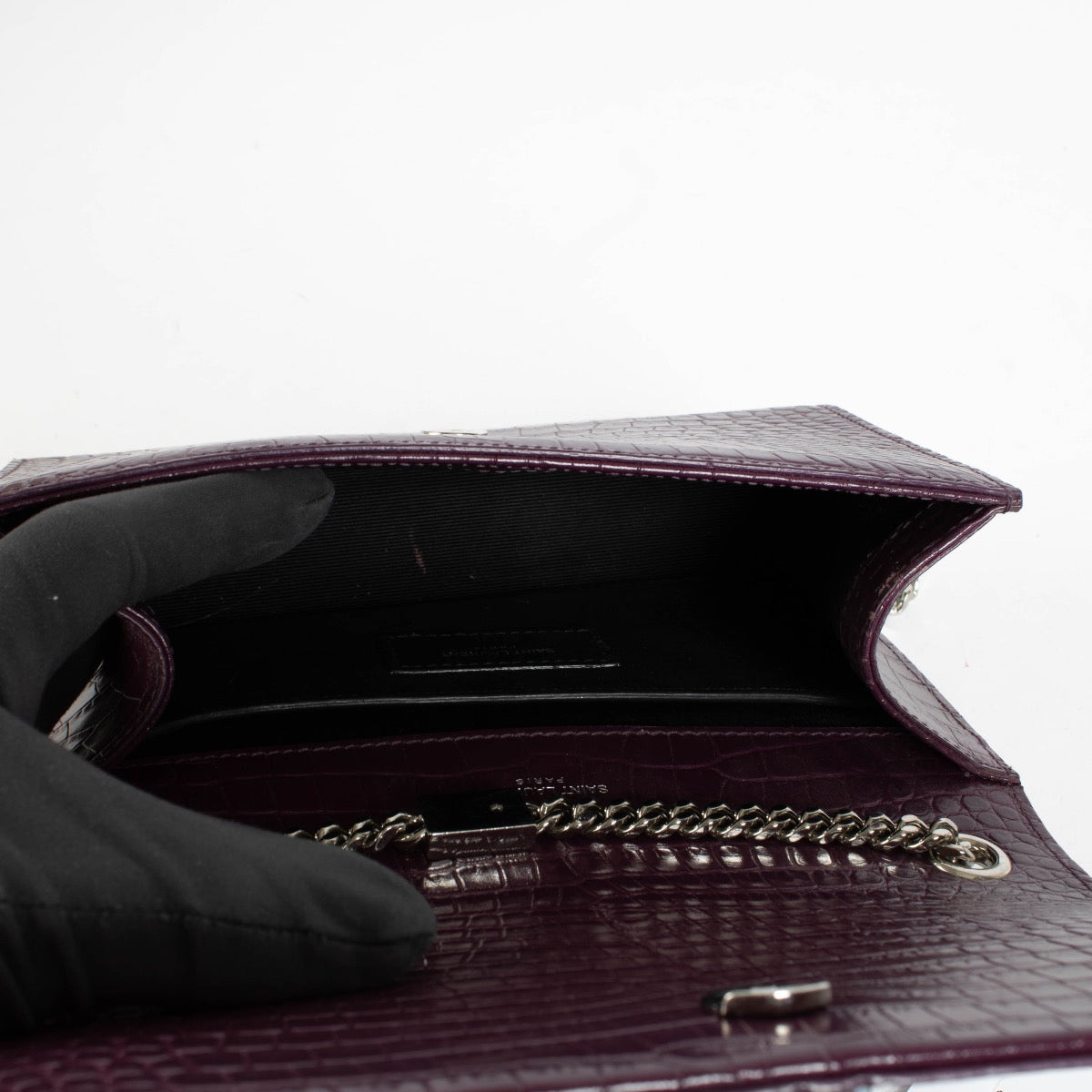Authentic pre-loved Saint Laurent Purple Leather Kate Small Bag on Labellov.com