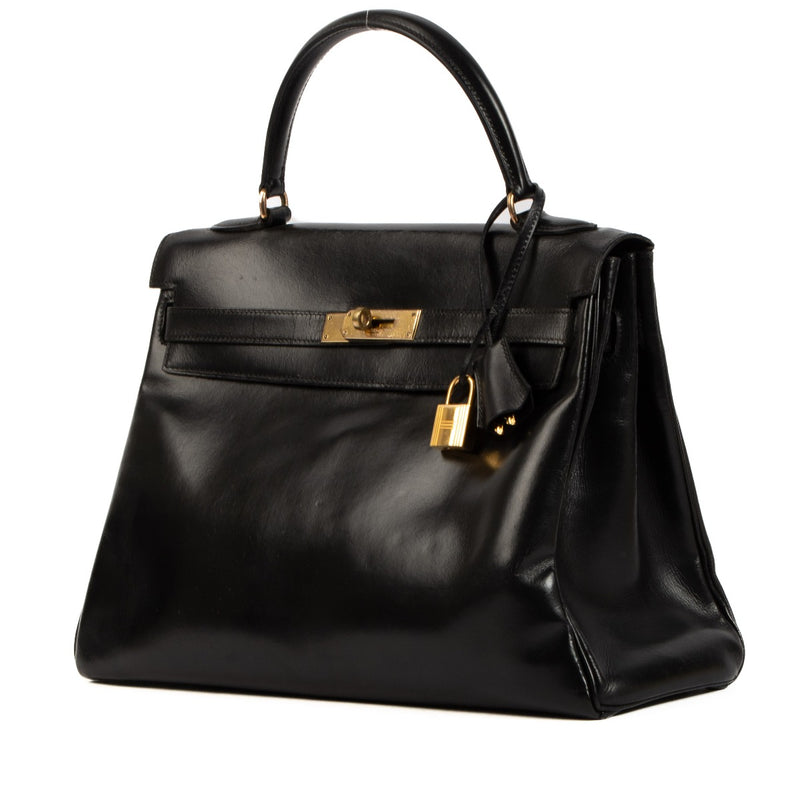 Hermès 1960s Vintage Kelly 32 Black Box