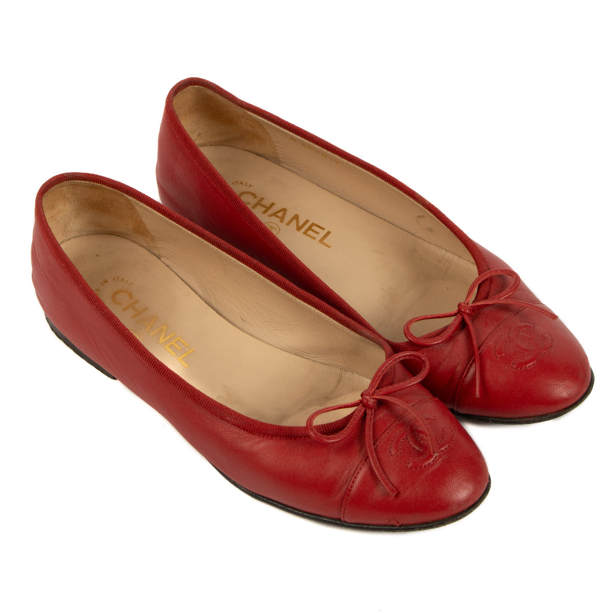 Ballerines Chanel en cuir rouge - taille 37