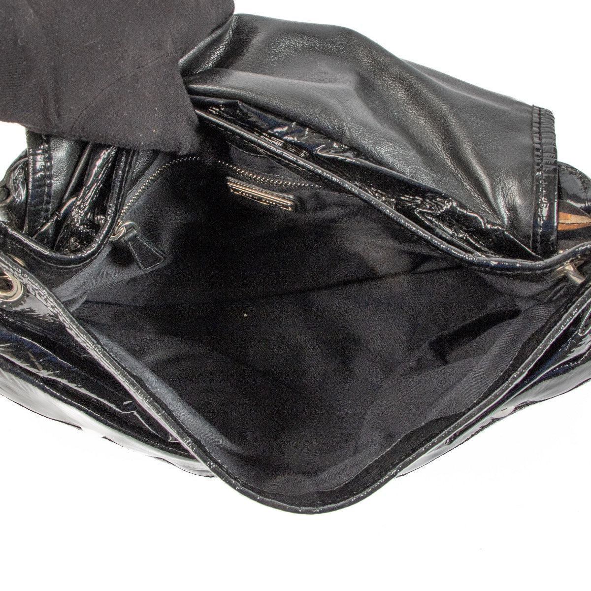 Miu Miu Black Patent Coffer Two Way Shoulder Bag