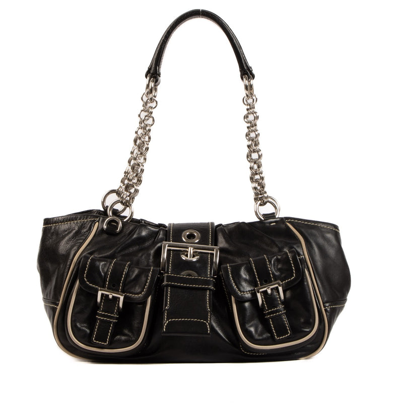 Prada Black Nappa Front Pockets Shoulder Bag