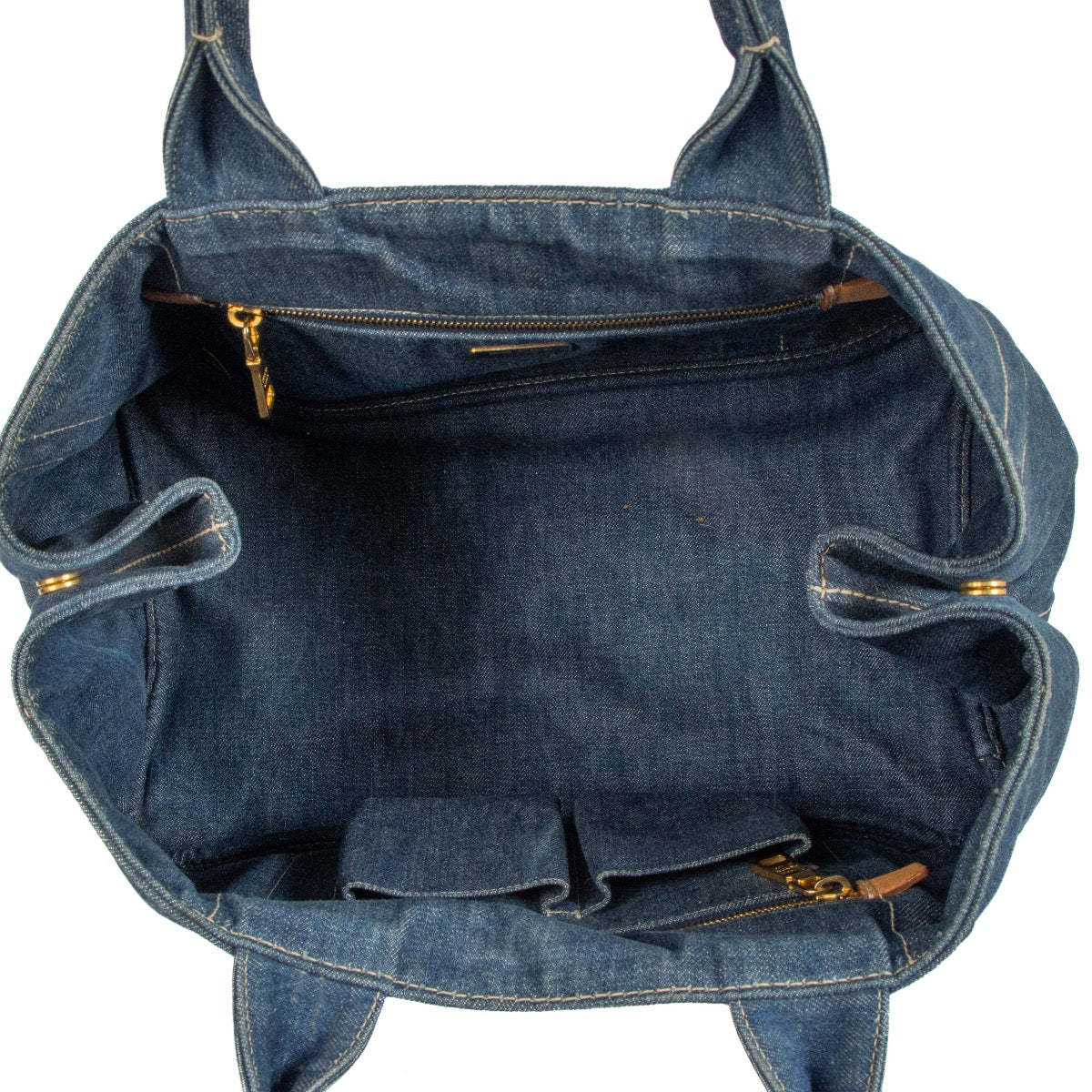 Shop 100% authentic second-hand Prada Blue Denim Logo Tote Bag on Labellov.com