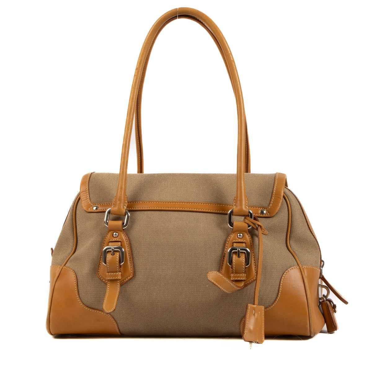 Shop 100% authentic second-hand Prada Brown Logo Jacquard Handbag on Labellov.com