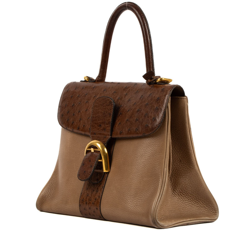 shop safe online Delvaux Brillant MM Brown Leather Ostrich Top Handel. koop veilig online tegen de beste prijs.