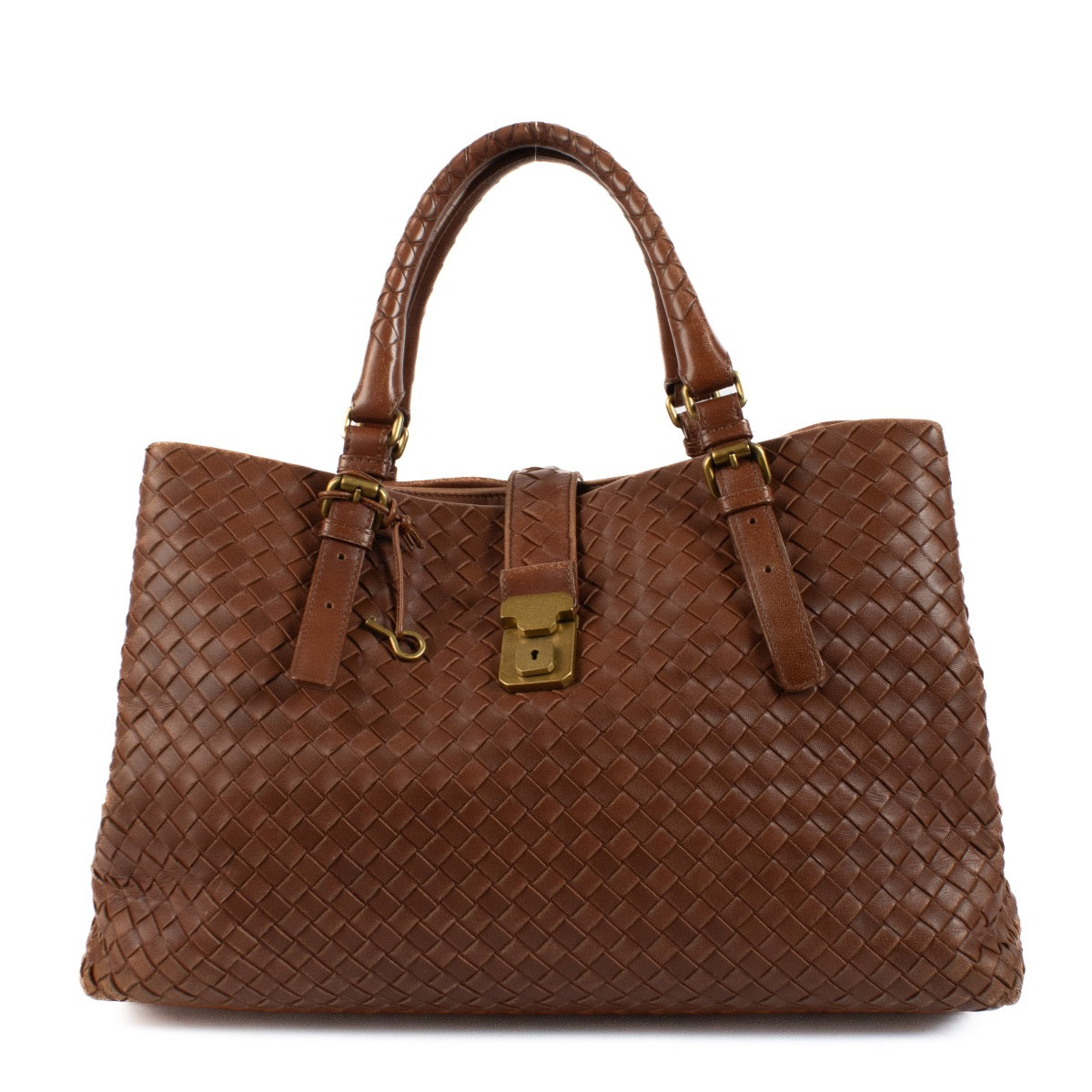 shop 100% authentic second hand Bottega Veneta Brown Medium Roma Intrecciato Bag on Labellov.com