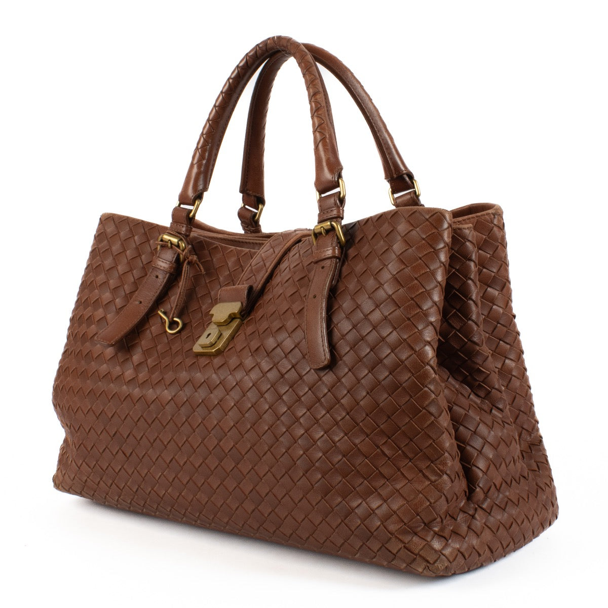 shop 100% authentic second hand Bottega Veneta Brown Medium Roma Intrecciato Bag on Labellov.com