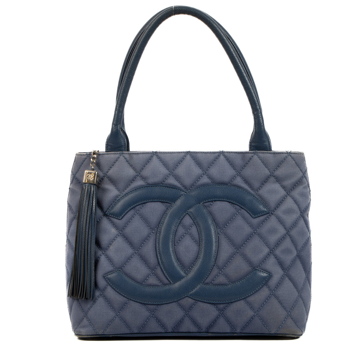 Chanel Blue Quilted Canvas Medallion Tote Bag for the best price at Labellov secondhand luxury