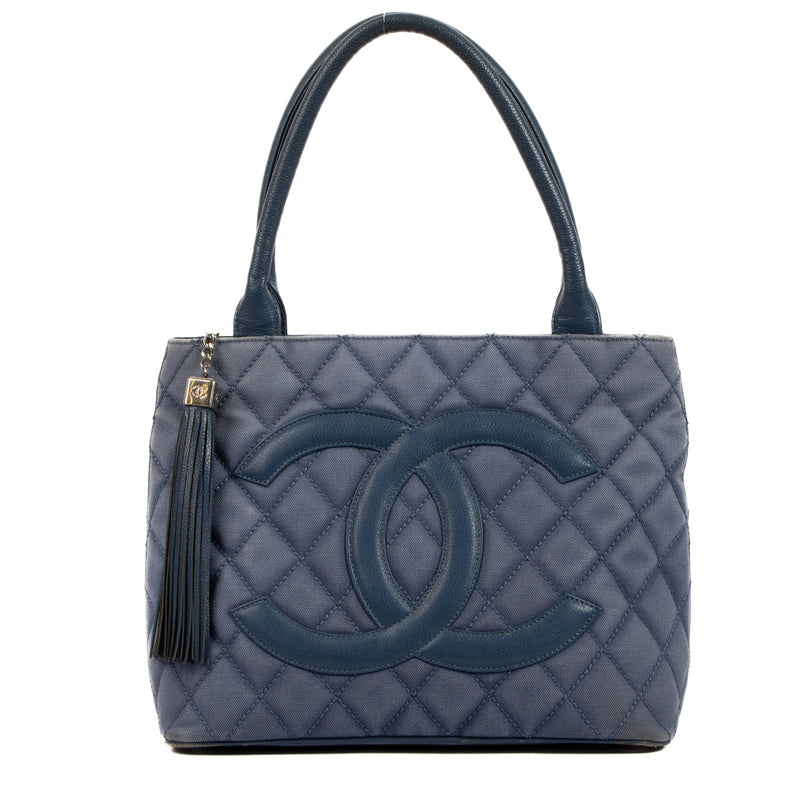 Chanel Blue Quilted Canvas Medallion Tote Bag for the best price at Labellov secondhand luxury