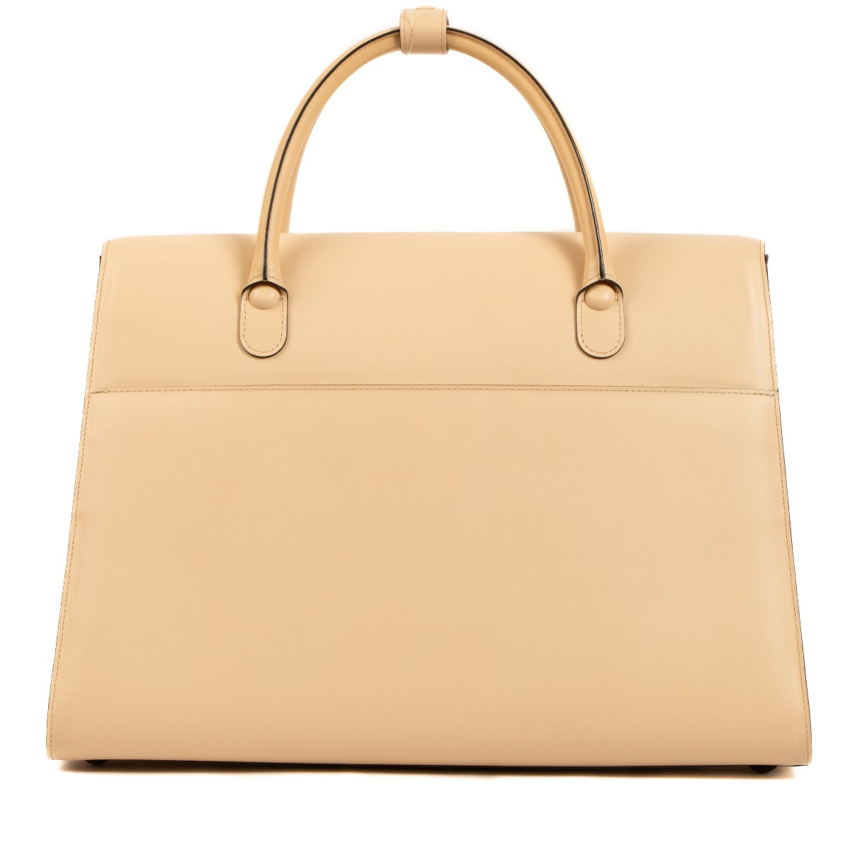 Delvaux Nude Box Calf Brillant Double Poignée Tas