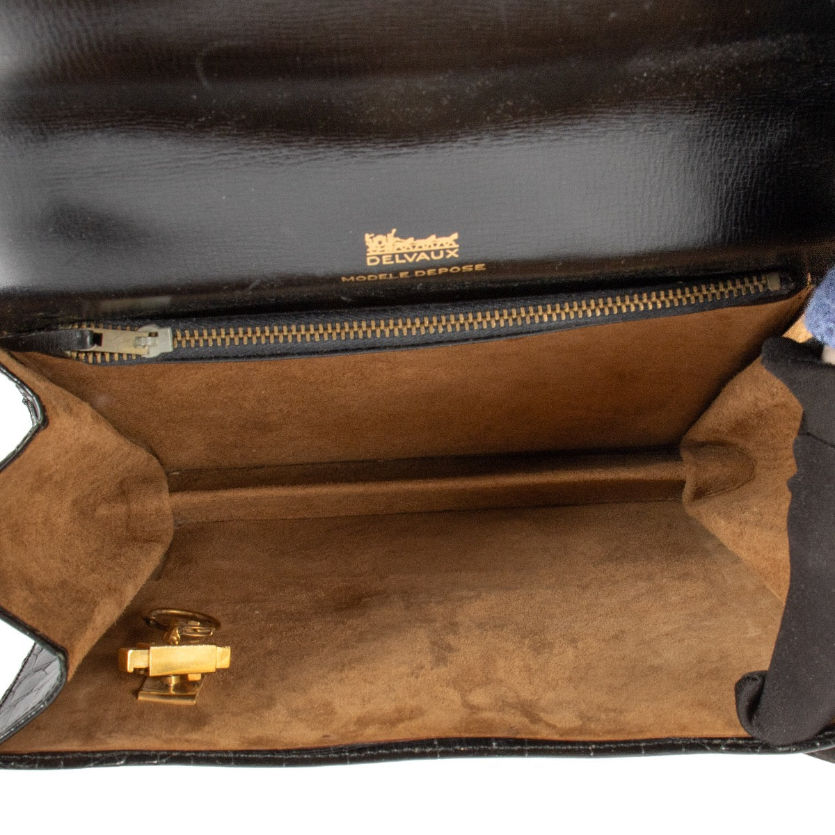 Shop 100% authentic second-hand Delvaux Xylophone Black Croco Leather Shoulder Bag on Labellov.com