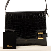 Shop 100% authentic second-hand Delvaux Xylophone Black Croco Leather Shoulder Bag on Labellov.com