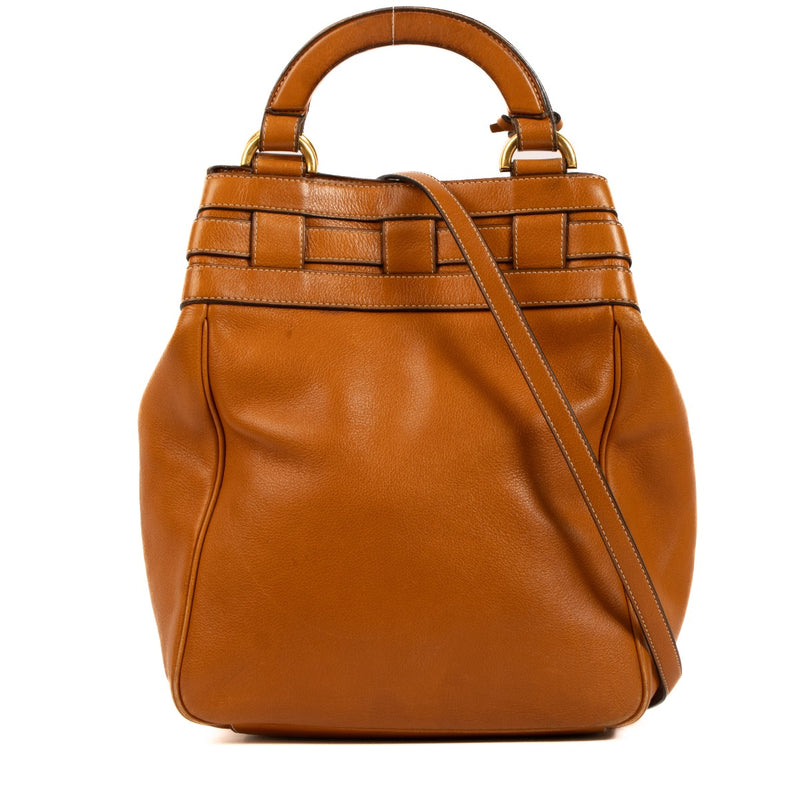 Shop 100% authentic second-hand Delvaux Cognac Canter Roseau Bucket Bag on Labellov.com
