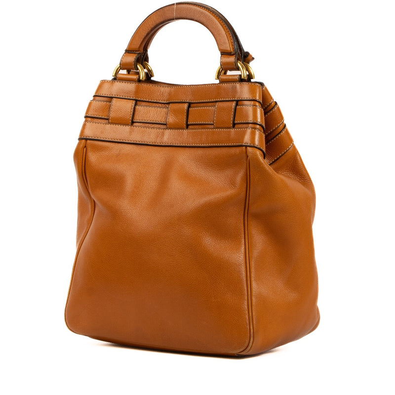 Shop 100% authentic second-hand Delvaux Cognac Canter Roseau Bucket Bag on Labellov.com