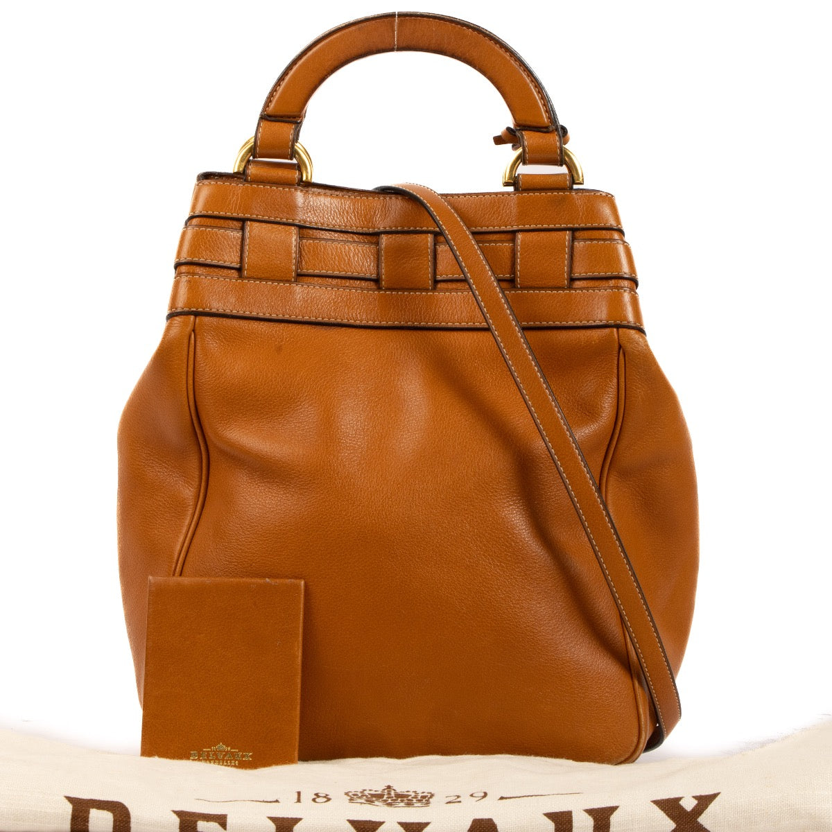 Shop 100% authentic second-hand Delvaux Cognac Canter Roseau Bucket Bag on Labellov.com