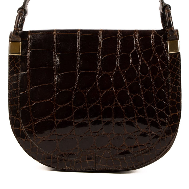 Christian Dior Vintage Brown Alligator Shoulder Bag