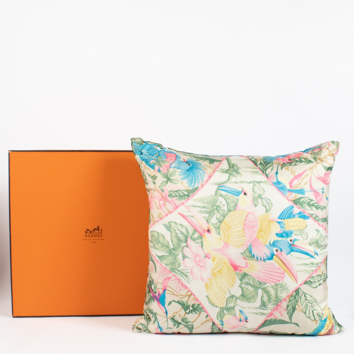 Petit coussin en soie Tropiques Hermès