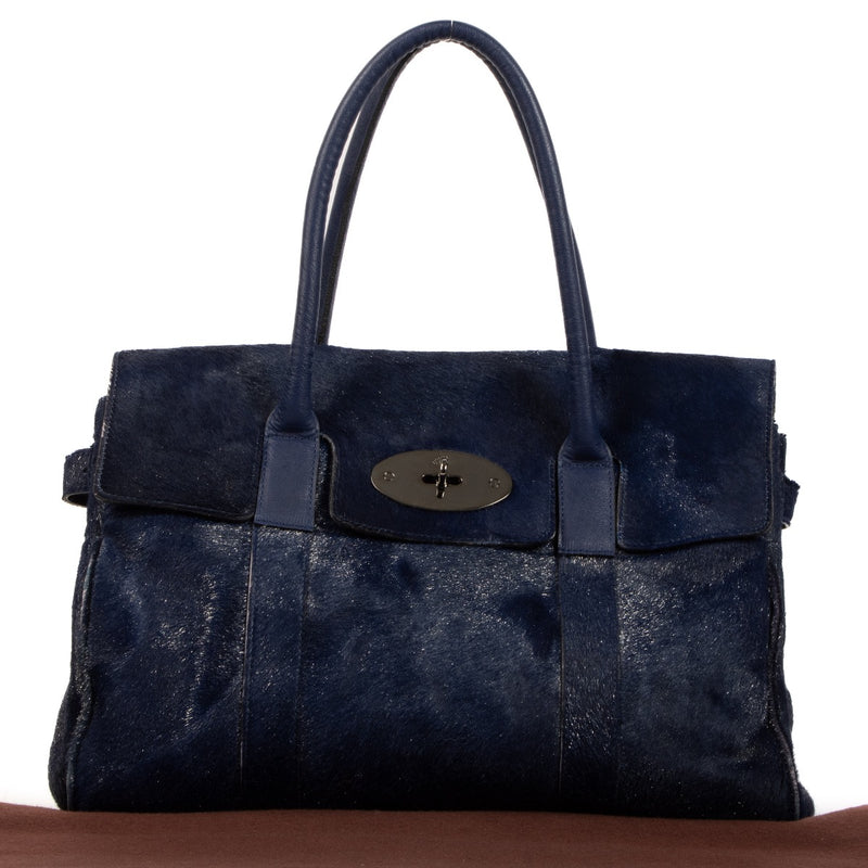 Shop safe online this Mulberry Metallic Calf-Hair Navy Bayswater Shoulder Bag at the right price on Labellov.com
